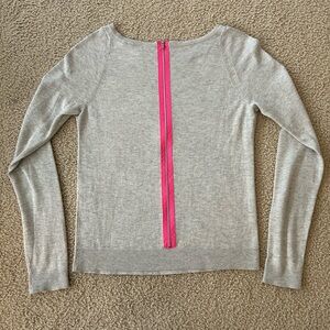 Diane Von Furstenburg Noa Grey Pink Back Zip Silk Cashmere Sweater